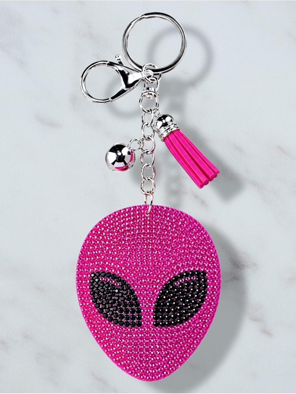 Alien Rhinestone Charm Keychain
